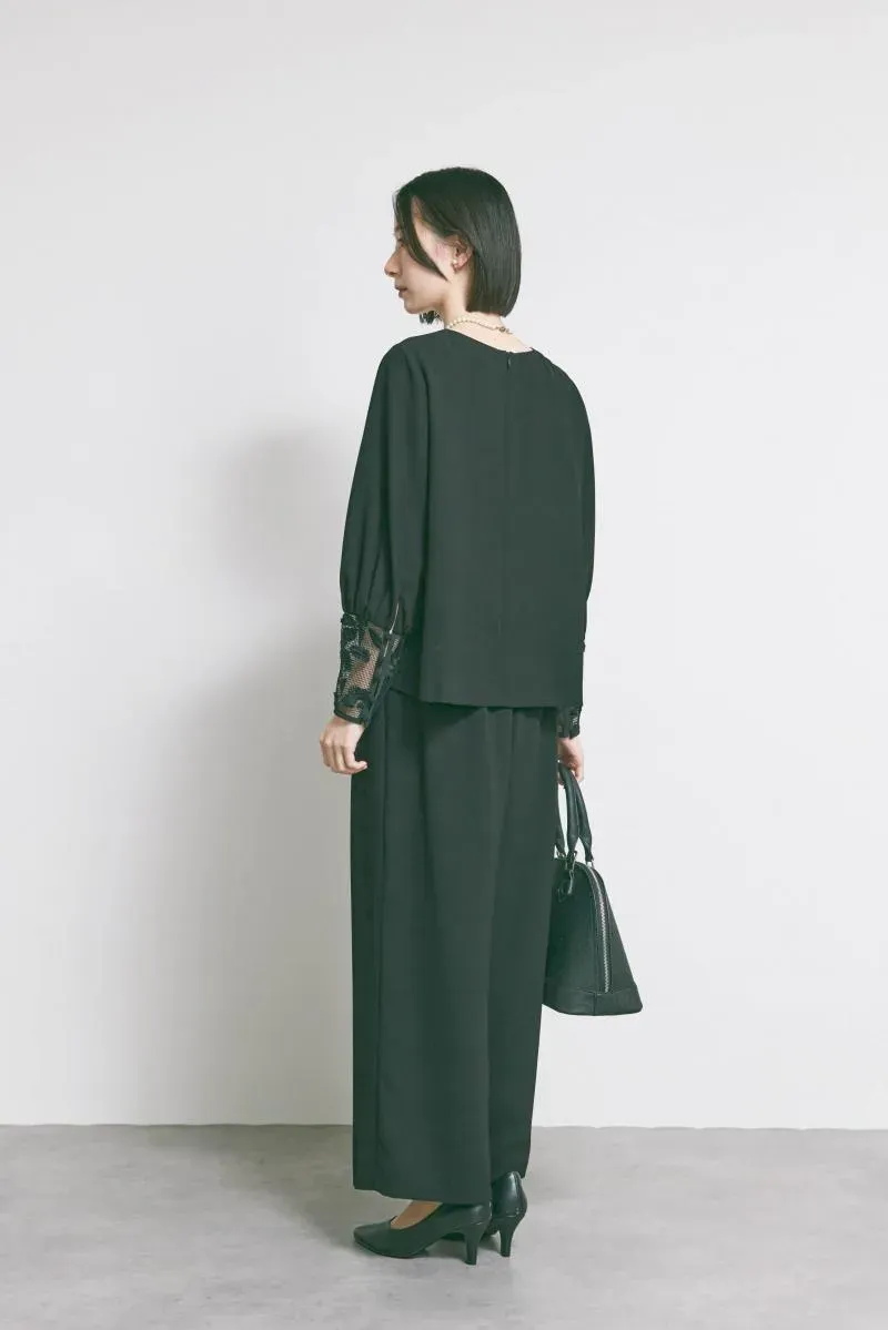 ブラックのエンブロイダリーフォーマルセットアップ　S/kaene