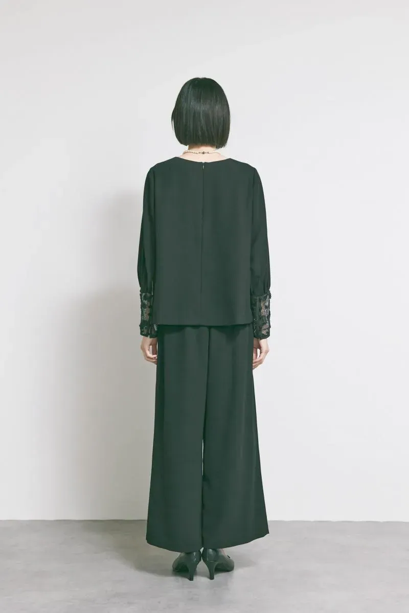 ブラックのエンブロイダリーフォーマルセットアップ　S/kaene