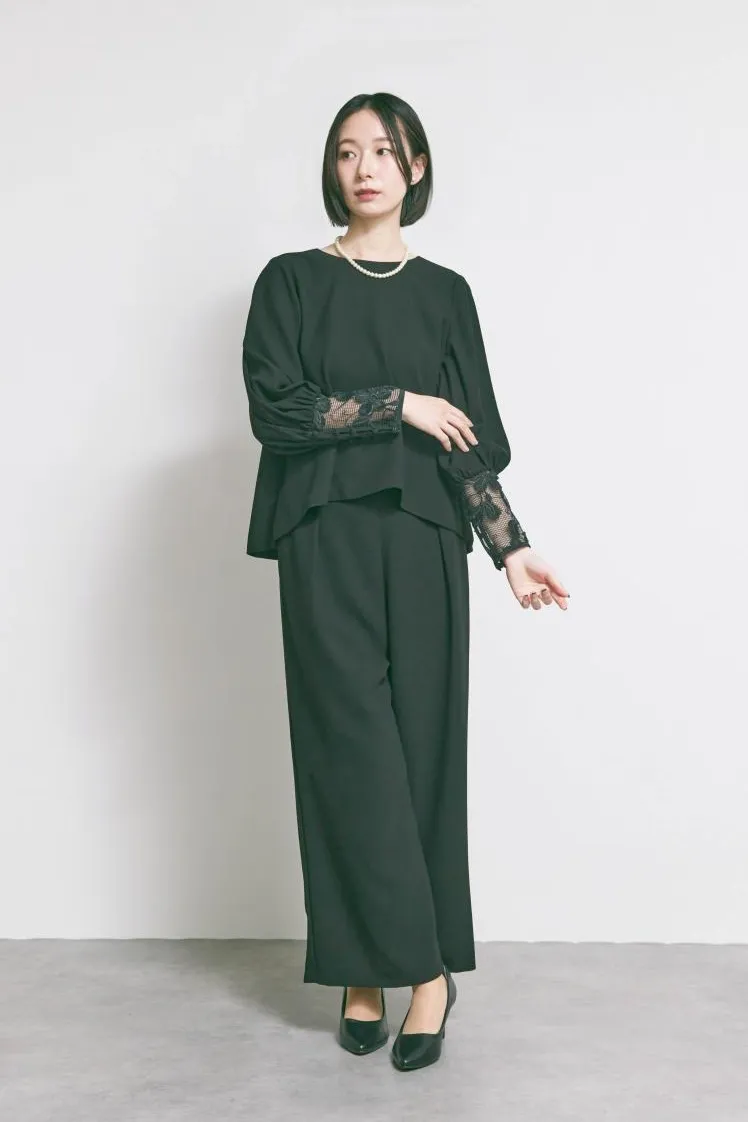 ブラックのエンブロイダリーフォーマルセットアップ　M/kaene