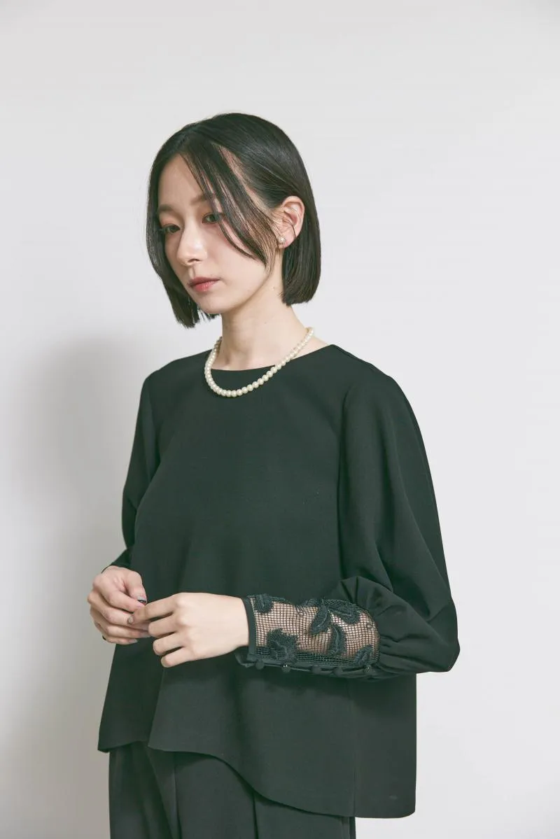 ブラックのエンブロイダリーフォーマルセットアップ　M/kaene