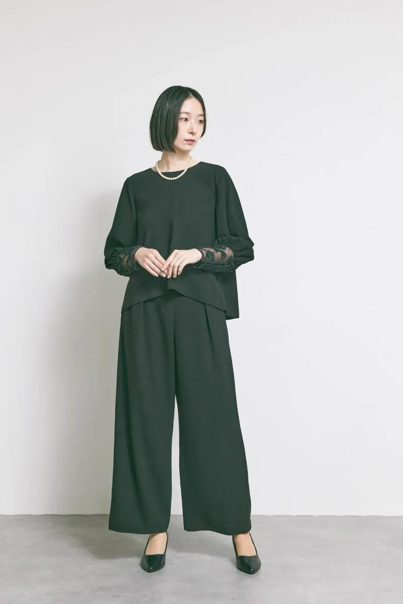 ブラックのエンブロイダリーフォーマルセットアップ　M/kaene