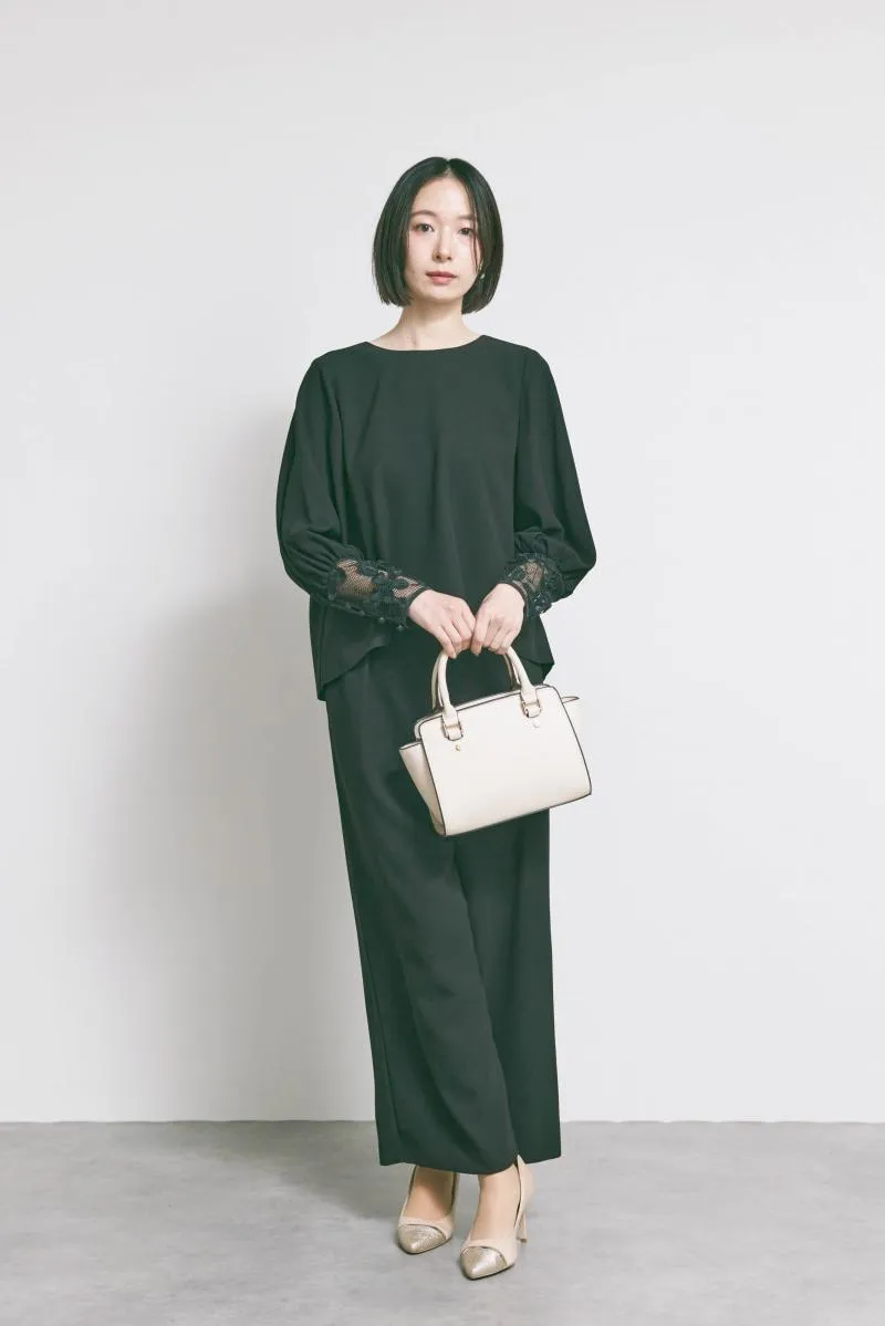 ブラックのエンブロイダリーフォーマルセットアップ　M/kaene