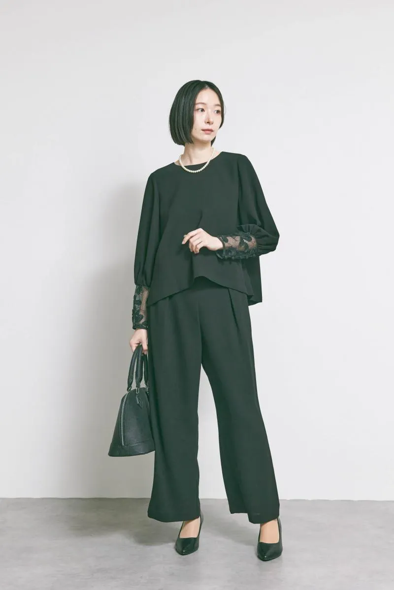 ブラックのエンブロイダリーフォーマルセットアップ　M/kaene