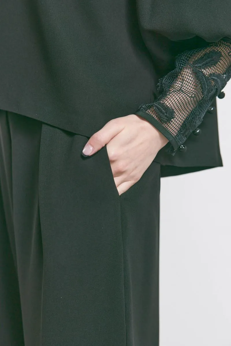 ブラックのエンブロイダリーフォーマルセットアップ　M/kaene