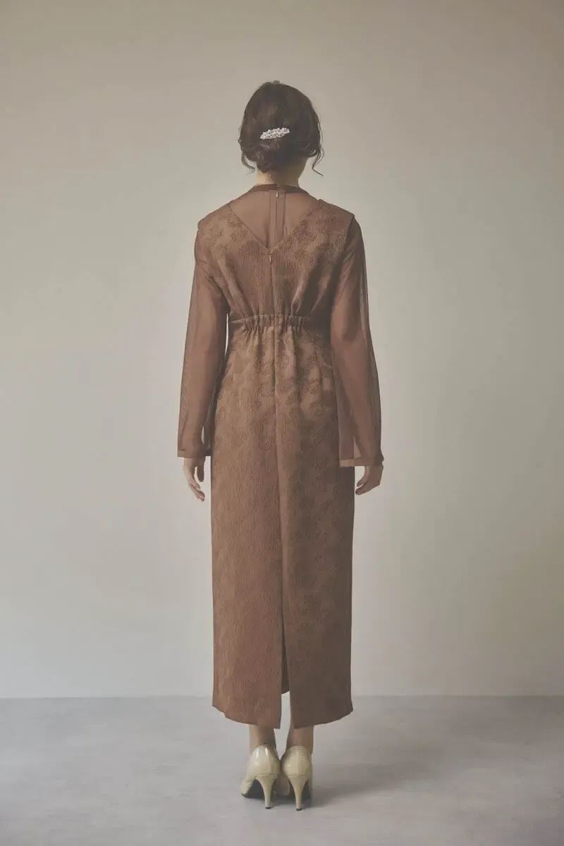 ブラウンのジャガードIラインドレス　L/AIMER