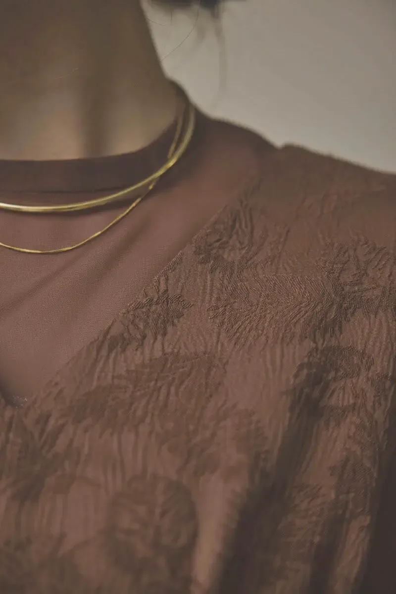 ブラウンのジャガードIラインドレス　L/AIMER